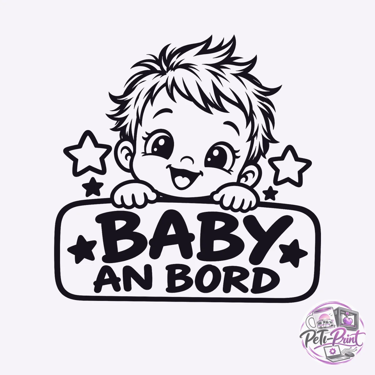 Baby an Bord Autoaufkleber Junge mit Sternen