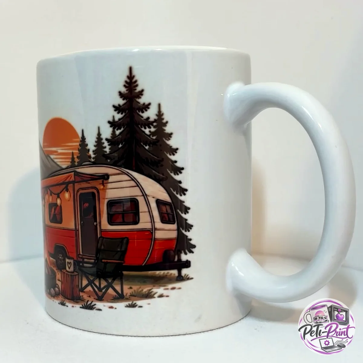 Camper-Tasse Wohnwagen Orange – Rückseite