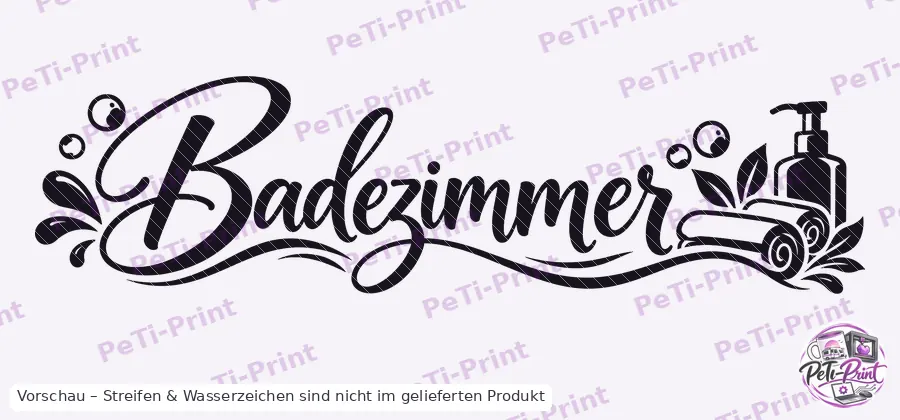 Tür-Tattoo Badezimmer mit Seifenblasen und Handtuch