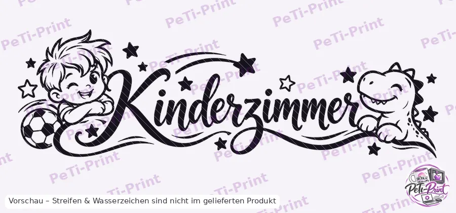 Tür-Tattoo Kinderzimmer mit Junge, Fußball und Dino