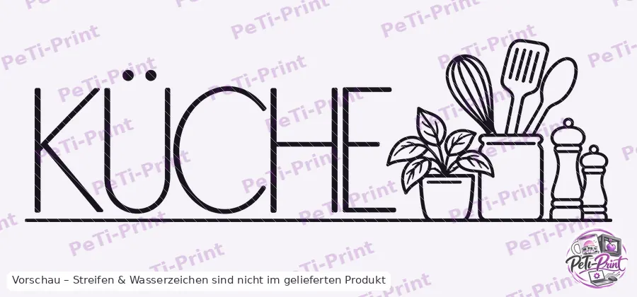Tür-Tattoo Küche im modernen Linien-Stil