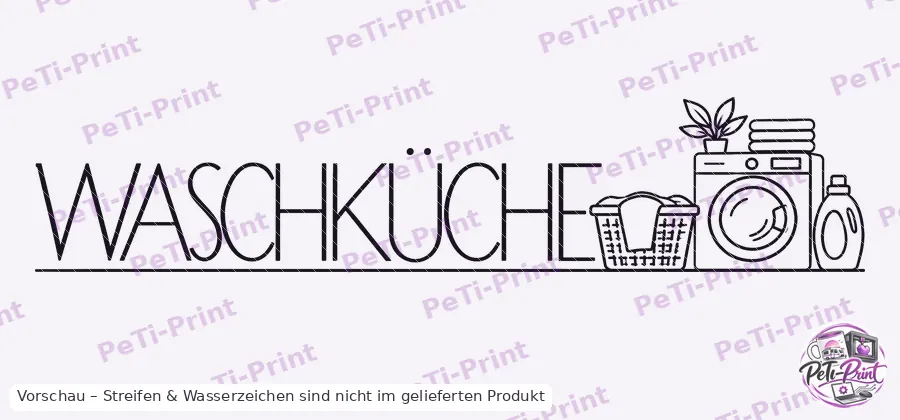Tür-Tattoo Waschküche im modernen Linien-Stil